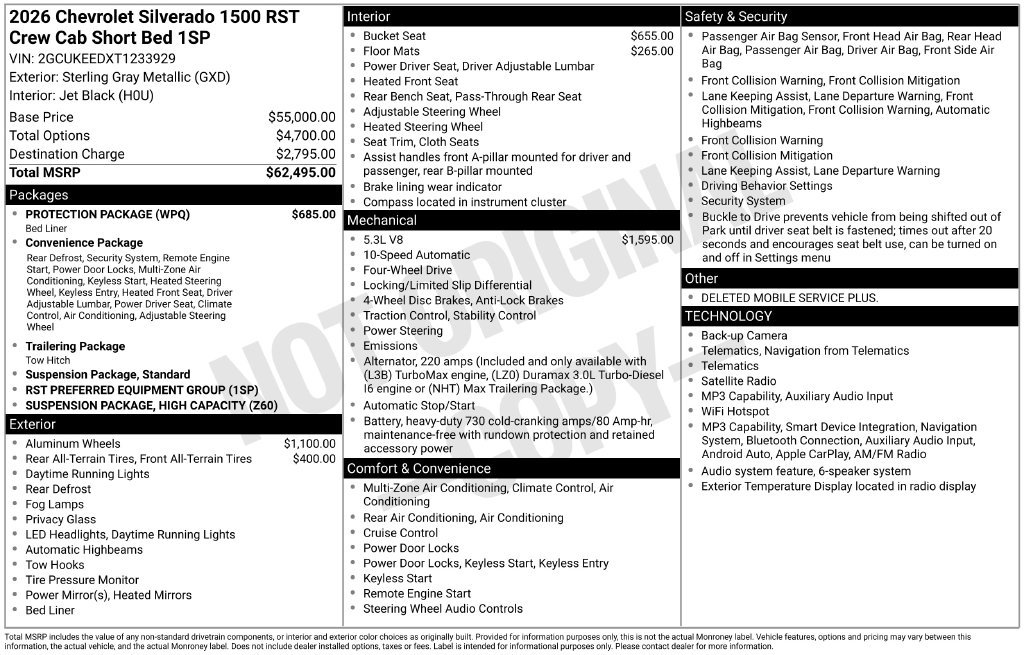 New 2026 Chevrolet Silverado 1500 RST w/ Protection Package AWD/4WD image 5