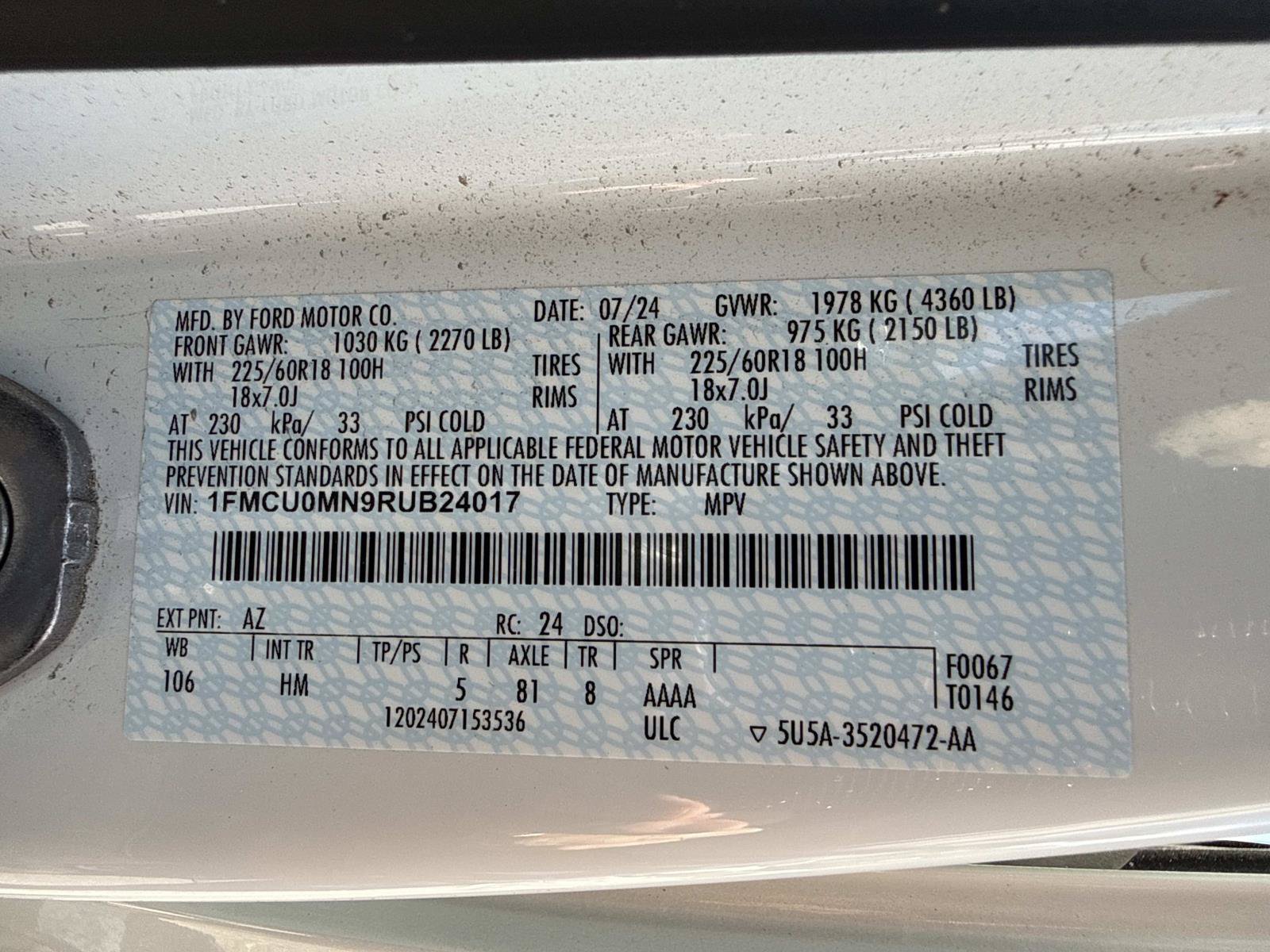 Used 2024 Ford Escape ST-Line w/ Tech Pack #1 FWD image 34