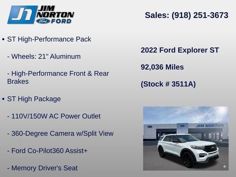Used 2022 Ford Explorer ST w/ Equipment Group 401A AWD/4WD image 31