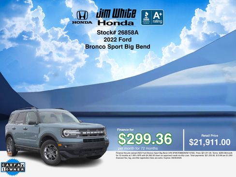 Used 2022 Ford Bronco Sport Big Bend w/ Convenience Package AWD/4WD image 3
