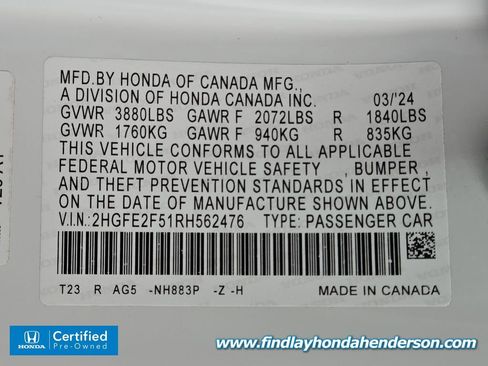 Certified 2024 Honda Civic Sport image 13