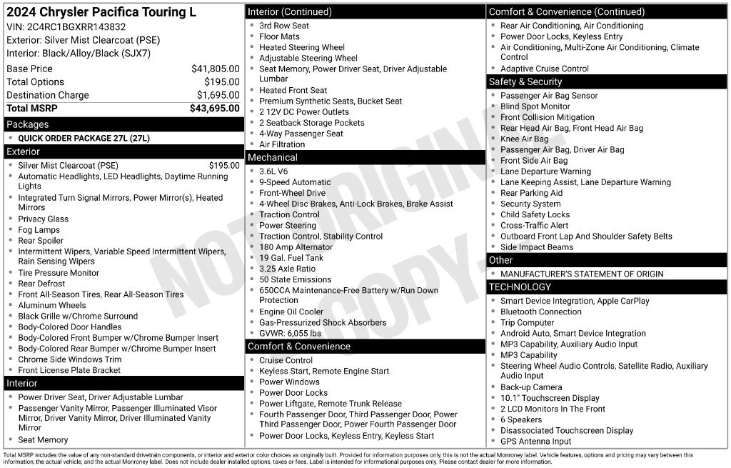 Used 2024 Chrysler Pacifica Touring-L FWD image 33
