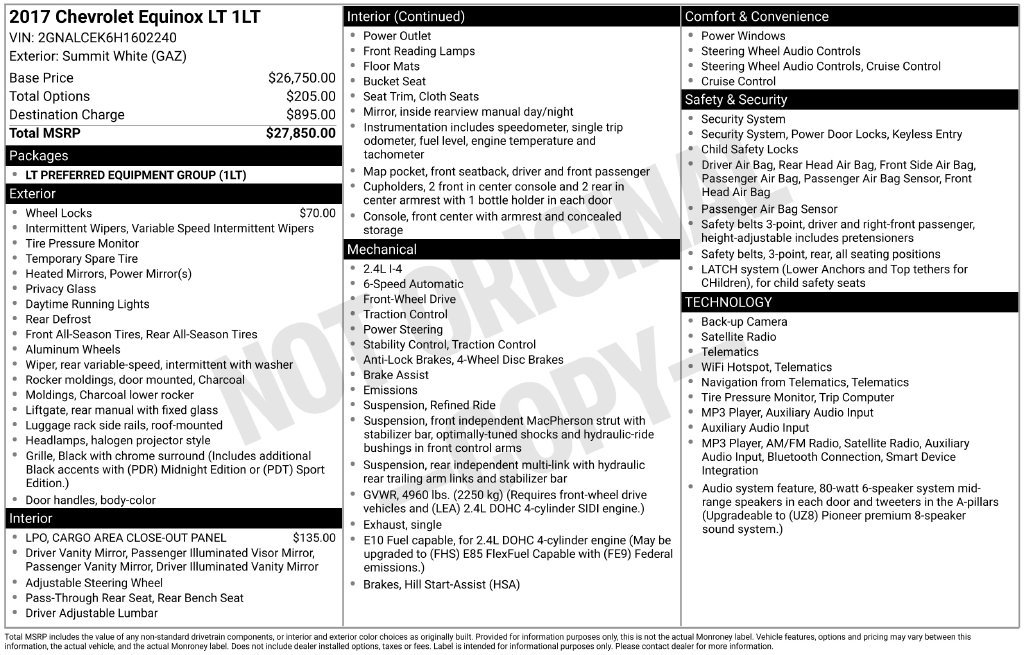 Certified 2017 Chevrolet Equinox LT FWD image 11