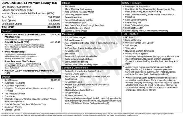 Certified 2025 Cadillac CT4 Premium Luxury RWD image 35