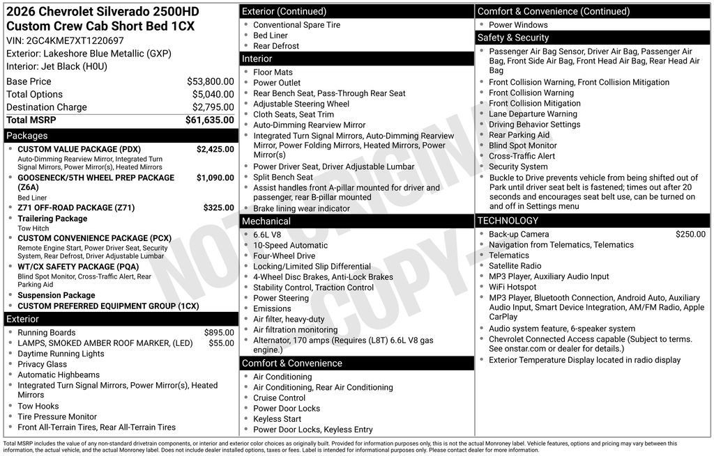 New 2026 Chevrolet Silverado 2500 Custom w/ Custom Value Package AWD/4WD image 30