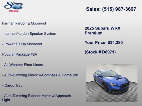 Used 2025 Subaru WRX Premium w/ Popular Package #2A AWD/4WD image 8