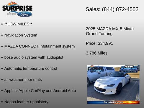 Used 2025 MAZDA MX-5 Miata Grand Touring w/ Weather Package RWD image 12