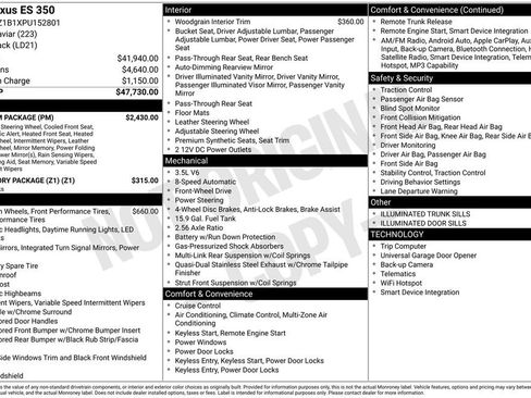 Used 2023 Lexus ES 350 w/ Premium Package FWD image 1