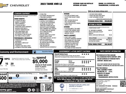 Used 2023 Chevrolet Tahoe LS AWD/4WD image 5