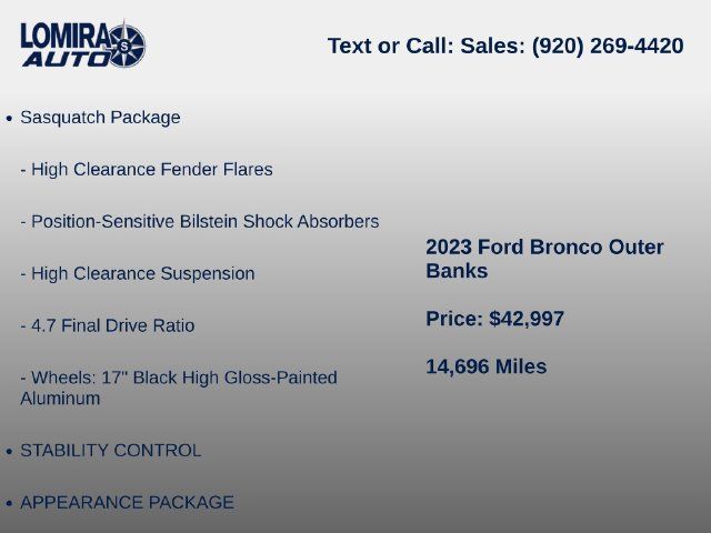 Used 2023 Ford Bronco Outer Banks w/ Sasquatch Package AWD/4WD image 8