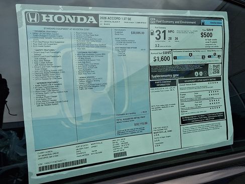 New 2026 Honda Accord SE image 11