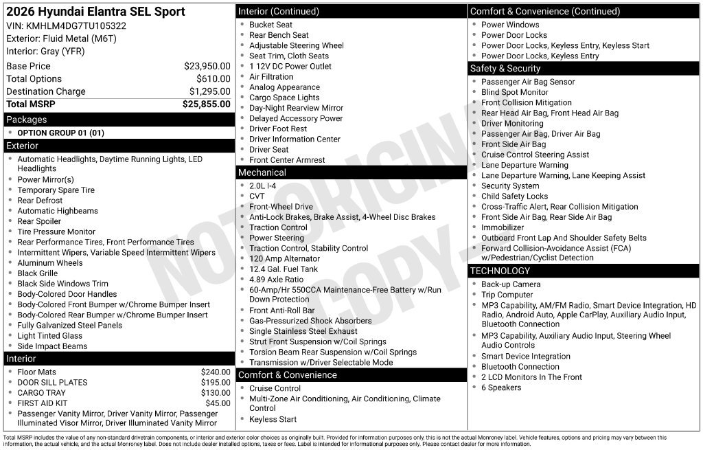 Certified 2026 Hyundai Elantra Sport FWD image 32