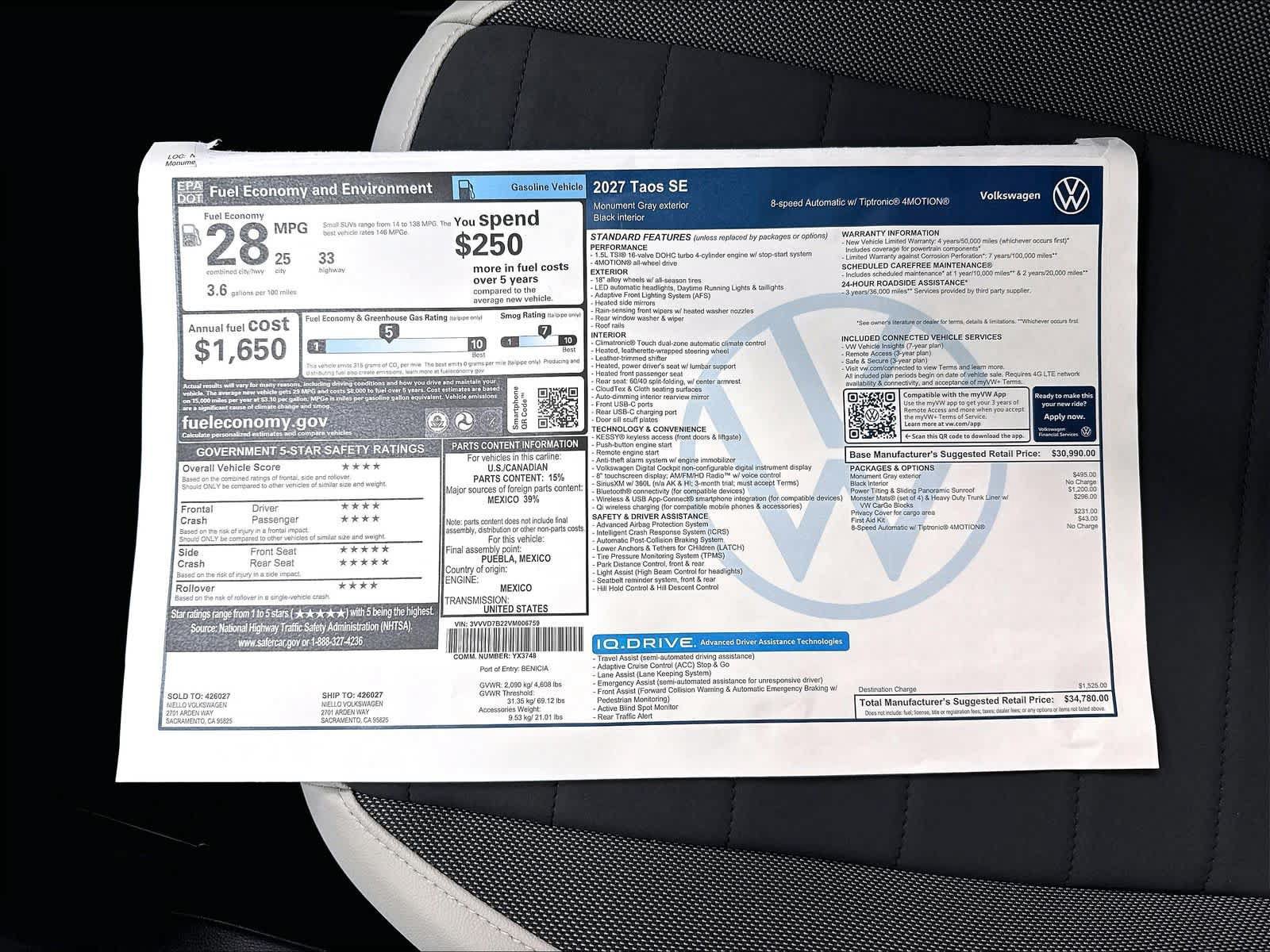 New 2027 Volkswagen Taos SE AWD/4WD image 14
