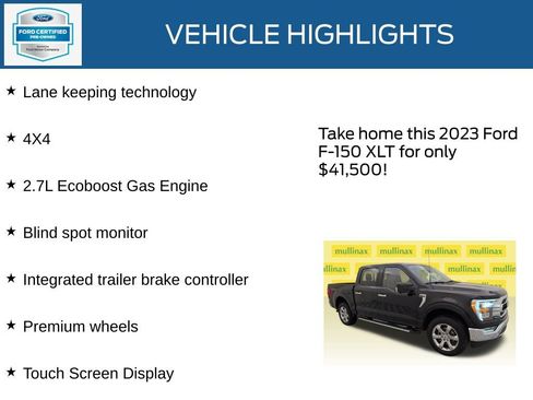 Certified 2023 Ford F150 XLT w/ Equipment Group 302A High image 24