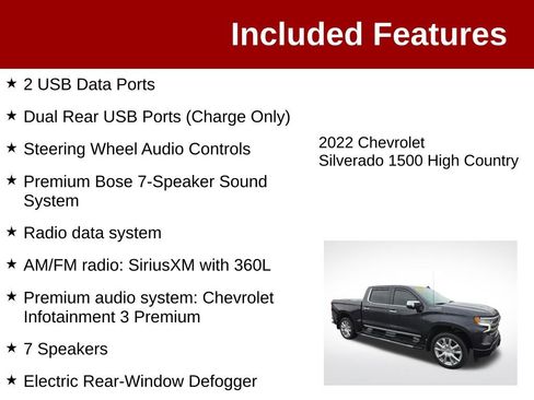 Used 2022 Chevrolet Silverado 1500 High Country w/ High Country Premium Package AWD/4WD image 4