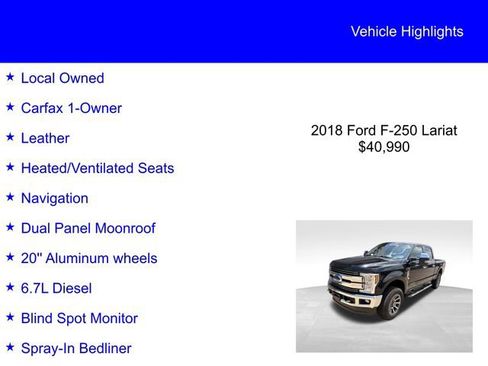 Used 2018 Ford F250 Lariat w/ Lariat Ultimate Package AWD/4WD image 2