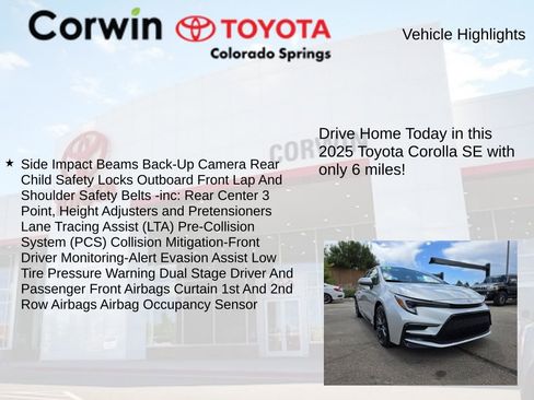 Used 2025 Toyota Corolla SE image 7