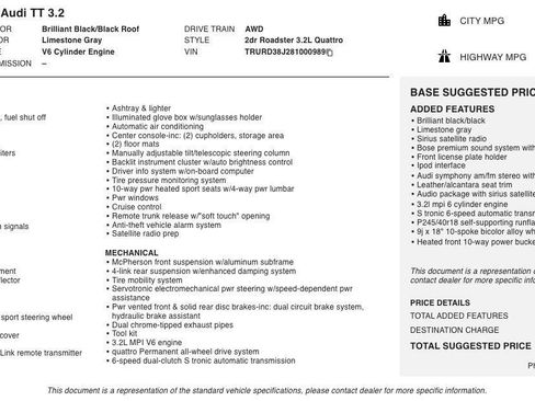 Used 2008 Audi TT 3.2 AWD/4WD image 5