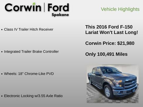 Used 2016 Ford F150 Lariat w/ Equipment Group 501A Mid image 30