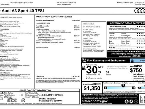Used 2020 Audi A3 2.0T Premium w/ Final Edition Package FWD image 4