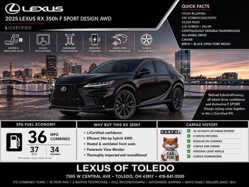 Certified 2025 Lexus RX 350h w/ Convenience Package AWD/4WD image 1