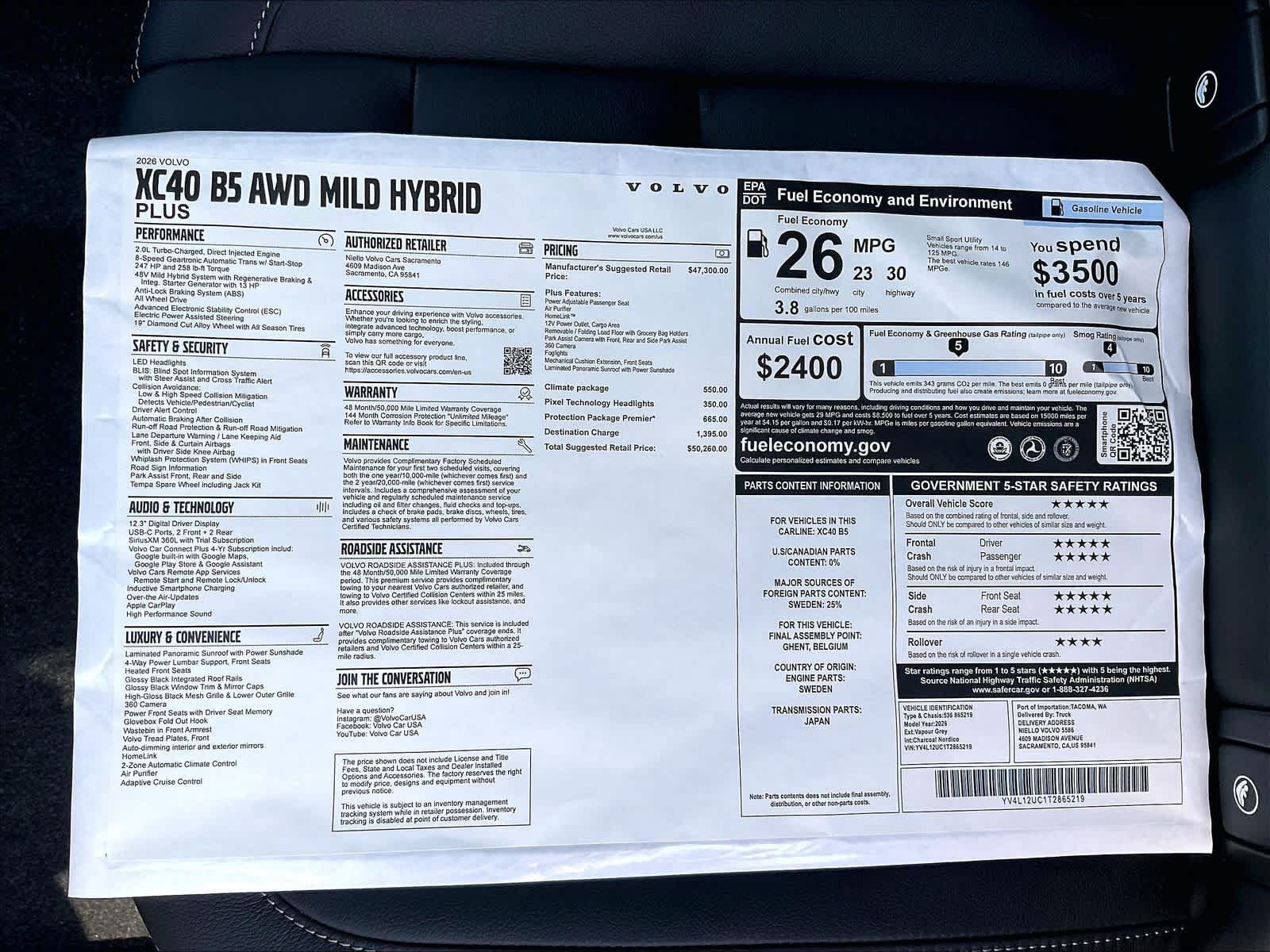 New 2026 Volvo XC40 B5 Plus w/ Protection Package Premier AWD/4WD image 36