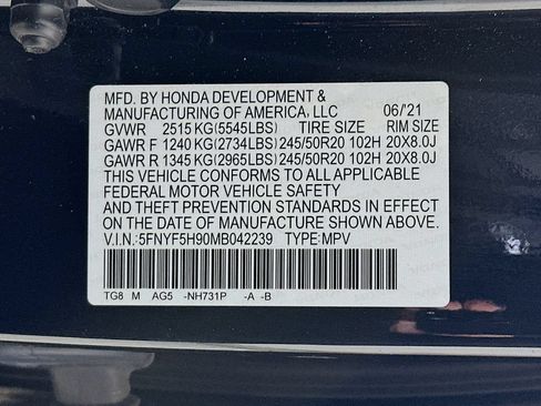 Certified 2021 Honda Pilot Touring image 27