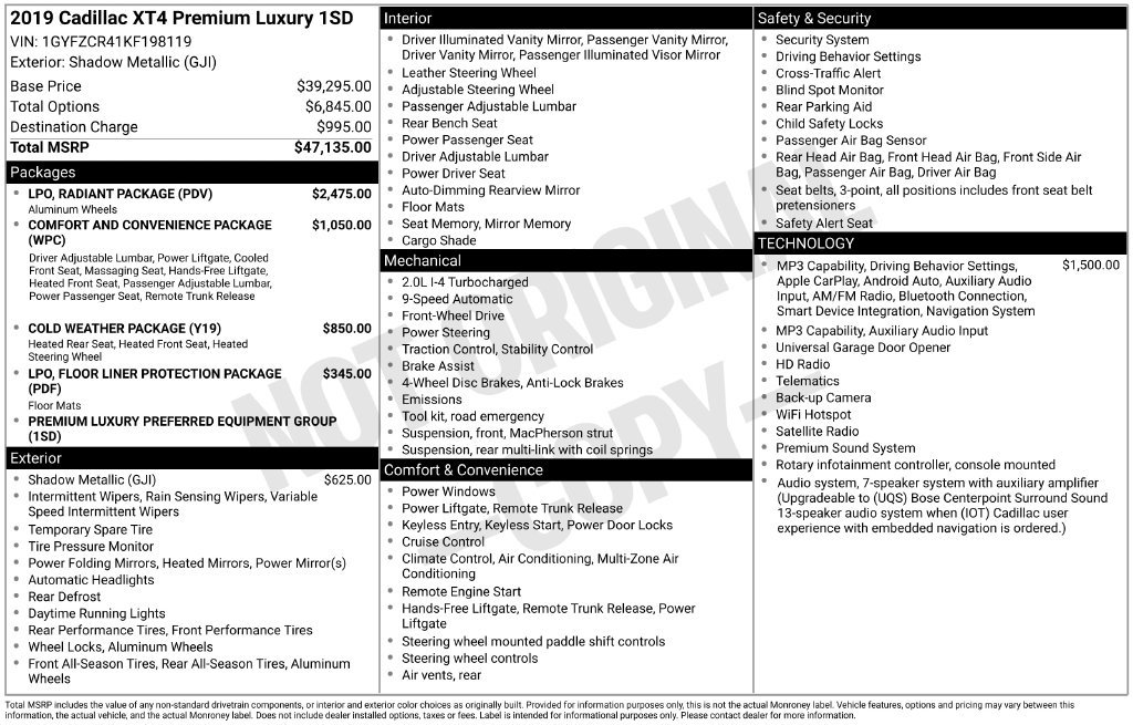 Used 2019 Cadillac XT4 Premium Luxury w/ LPO, Radiant Package FWD image 23