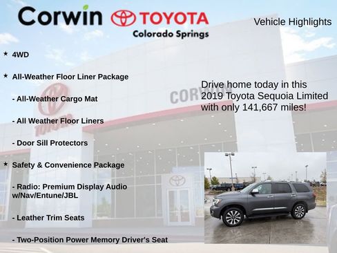 Used 2019 Toyota Sequoia Limited w/ Safety & Convenience Package AWD/4WD image 7