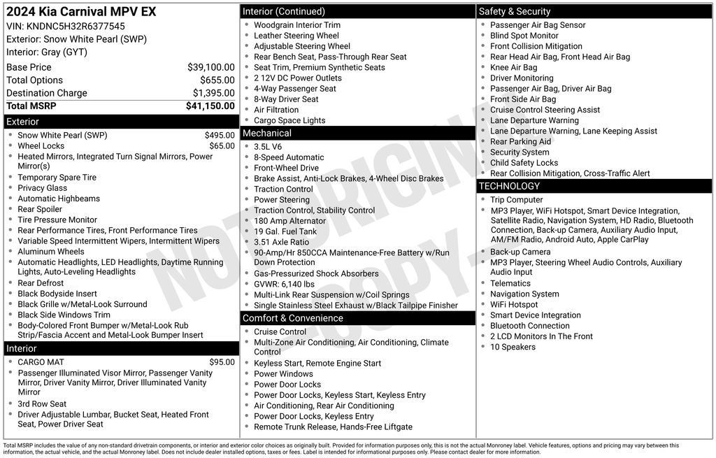 Certified 2024 Kia Carnival EX FWD image 38