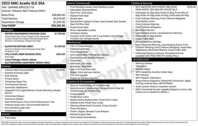 Used 2023 GMC Acadia SLE w/ Driver Convenience Package FWD image 6
