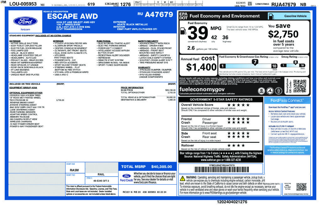 Used 2024 Ford Escape ST-Line Select w/ Tech Pack #2 AWD/4WD image 5