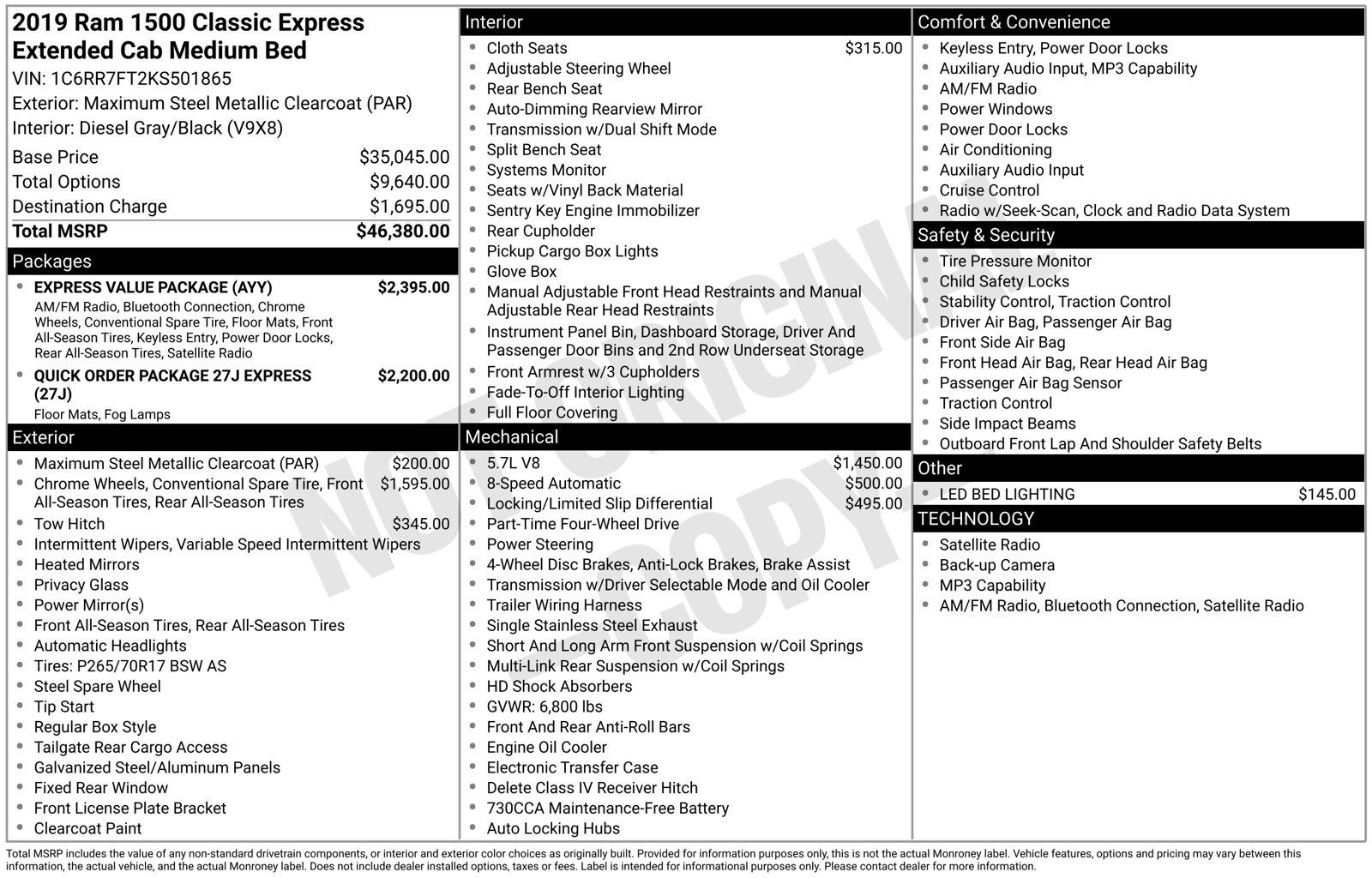 Used 2019 RAM 1500 Express w/ Express Value Package AWD/4WD image 65