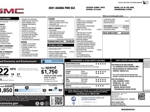 Used 2021 GMC Acadia SLE w/ Driver Convenience Package FWD image 4