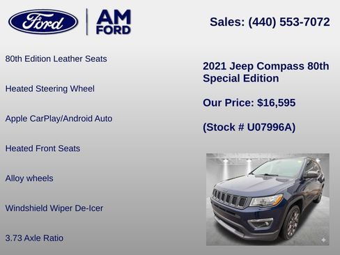 Used 2021 Jeep Compass Latitude w/ Sun and Sound Group AWD/4WD image 24