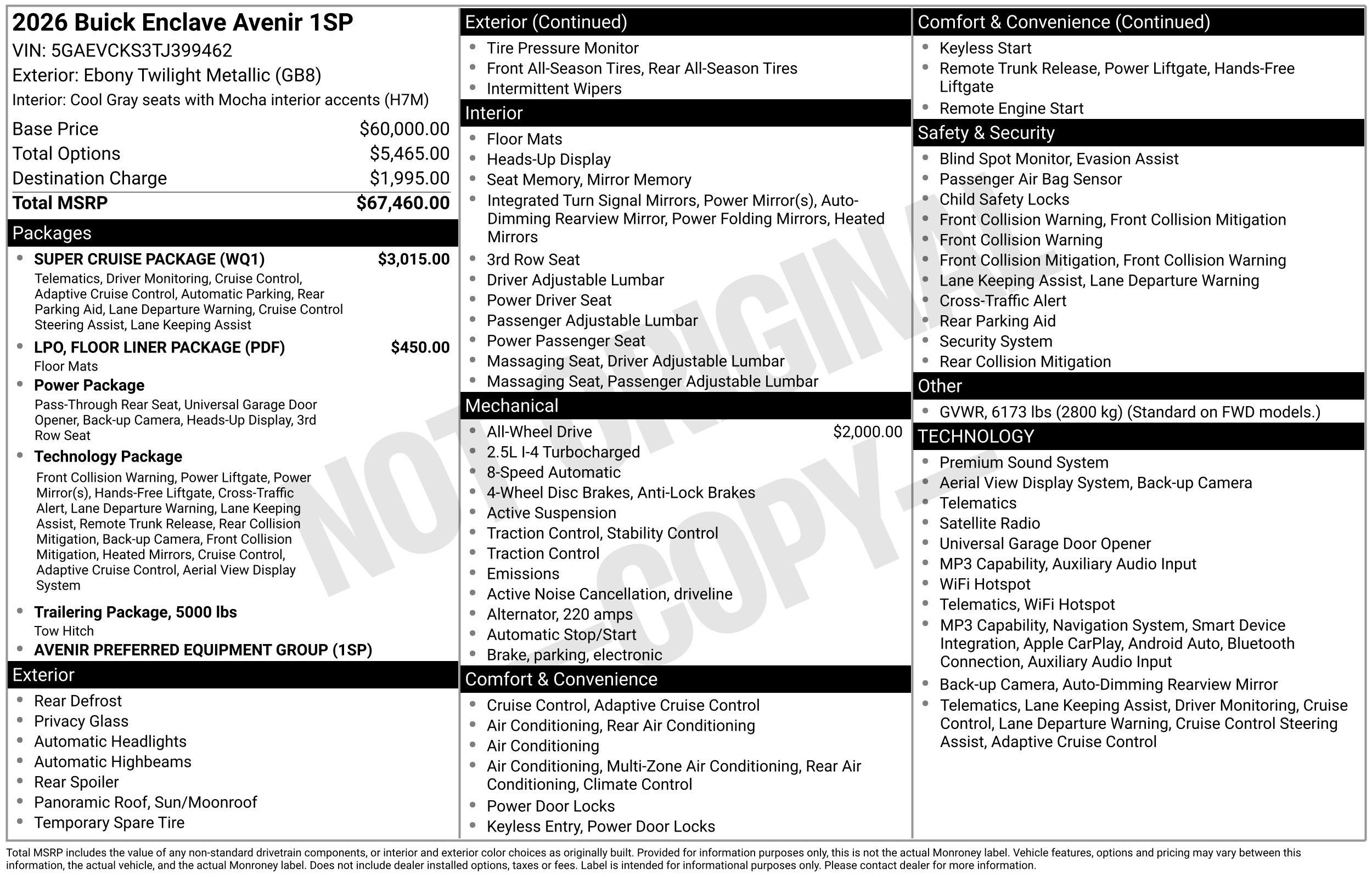 New 2026 Buick Enclave Avenir w/ Super Cruise Package AWD/4WD image 50