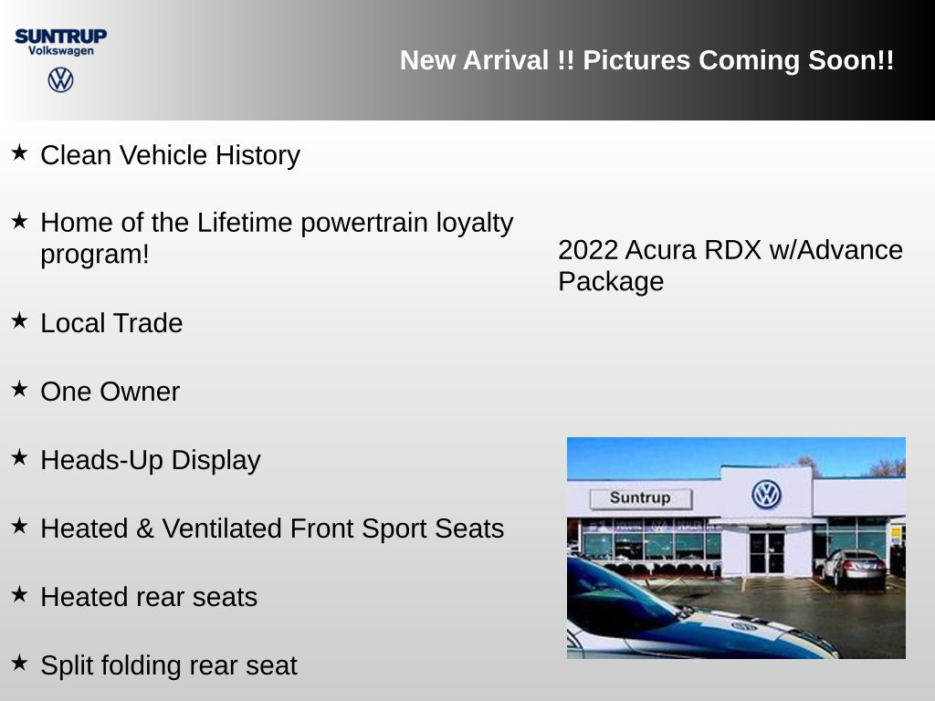 Used 2022 Acura RDX w/ Advance Package AWD/4WD image 2