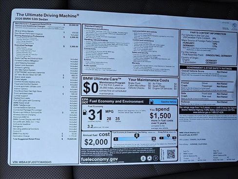 New 2026 BMW 530i 530i w/ Executive Package image 20