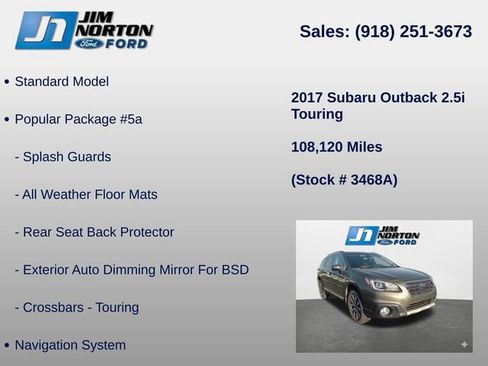 Used 2017 Subaru Outback 2.5i Touring w/ Popular Package #5A image 8