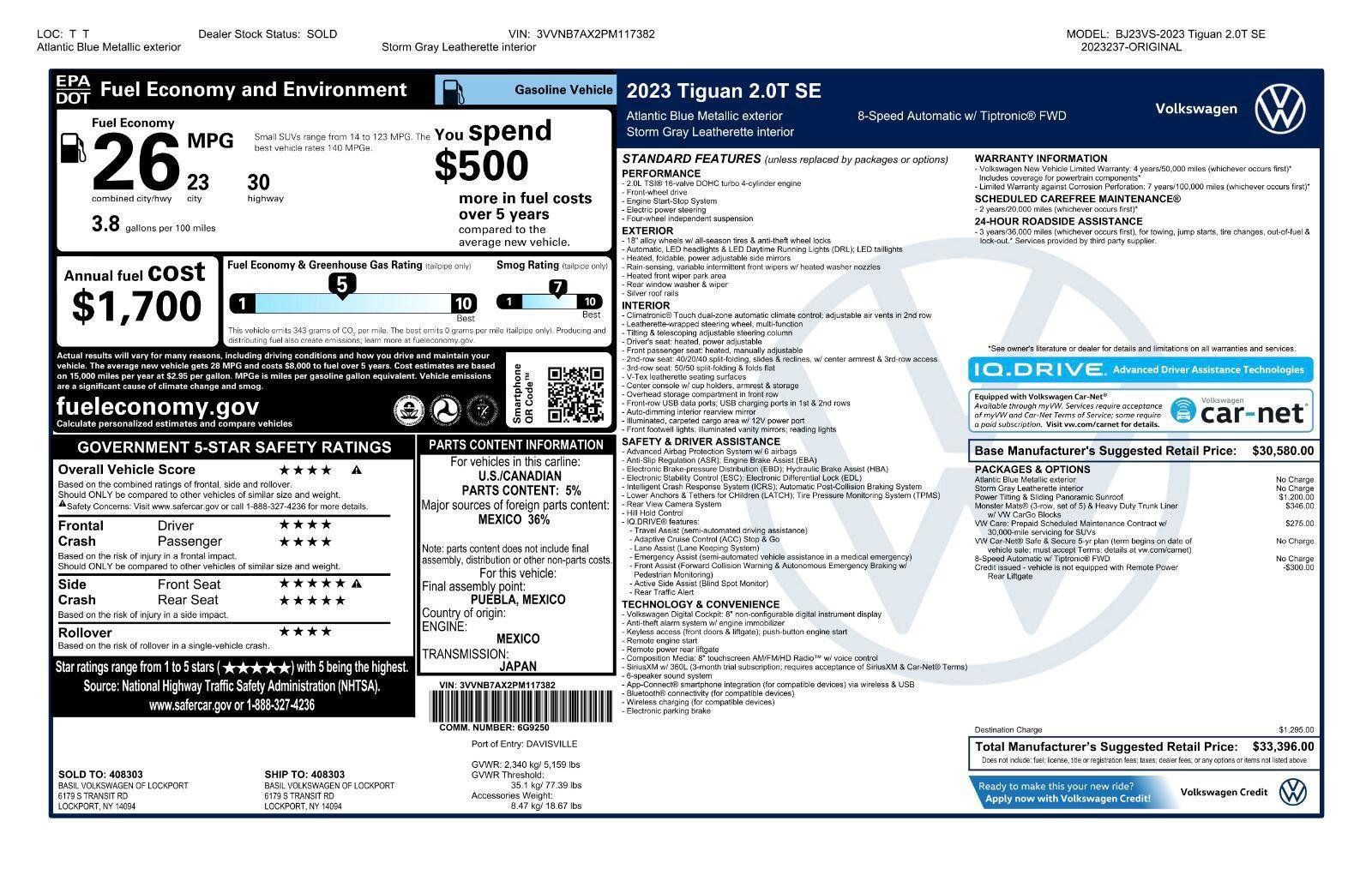 Certified 2023 Volkswagen Tiguan SE w/ Panoramic Sunroof Package FWD image 49