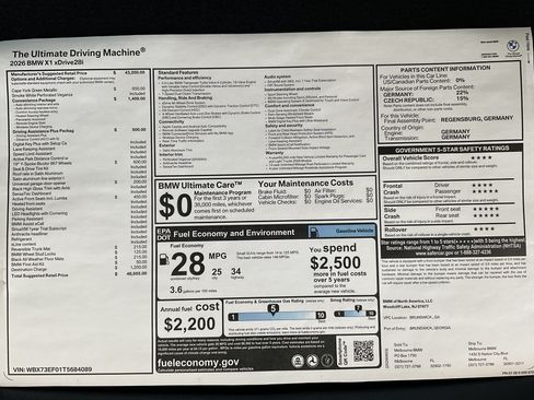 New 2026 BMW X1 xDrive28i w/ Convenience Package AWD/4WD image 34