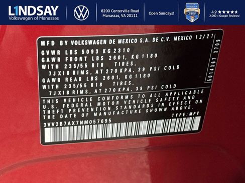 Used 2022 Volkswagen Tiguan SE w/ Panoramic Sunroof Package image 25