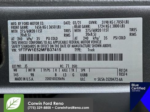 Certified 2021 Ford F150 Platinum w/ Equipment Group 701A High AWD/4WD image 37