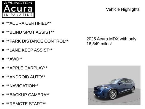 Certified 2025 Acura MDX SH-AWD w/ Technology Package image 7