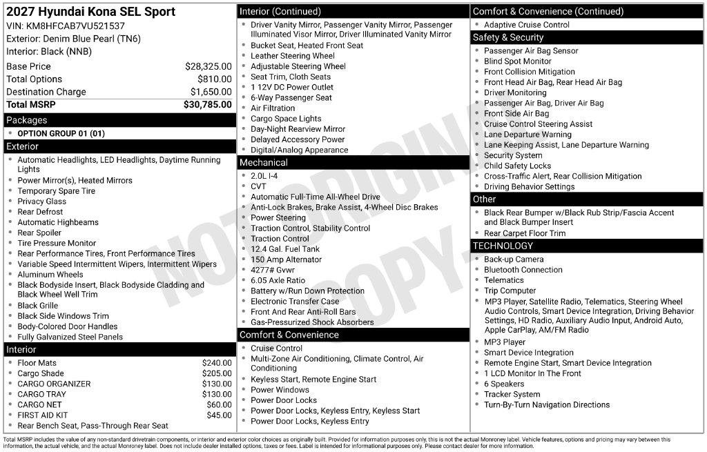 New 2027 Hyundai Kona SEL Sport AWD/4WD image 5
