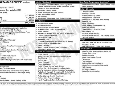 Certified 2024 MAZDA CX-90 Plug-In Hybrid w/ Premium Plus AWD/4WD image 4