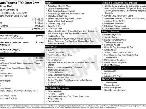 Used 2018 Toyota Tacoma TRD Sport w/ Technology Package image 7