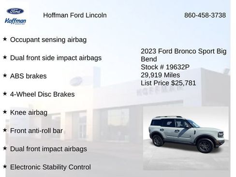 Certified 2023 Ford Bronco Sport Big Bend w/ Convenience Package AWD/4WD image 28