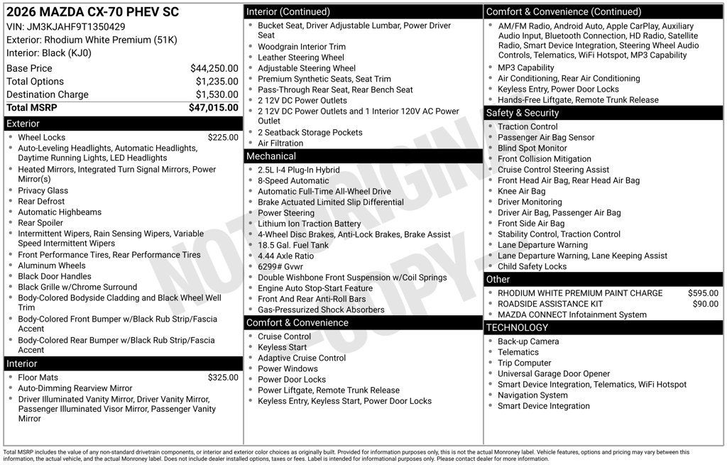 New 2026 MAZDA CX-70 SC AWD/4WD image 6