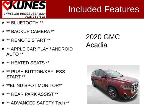 Used 2020 GMC Acadia SLE w/ Driver Convenience Package image 2